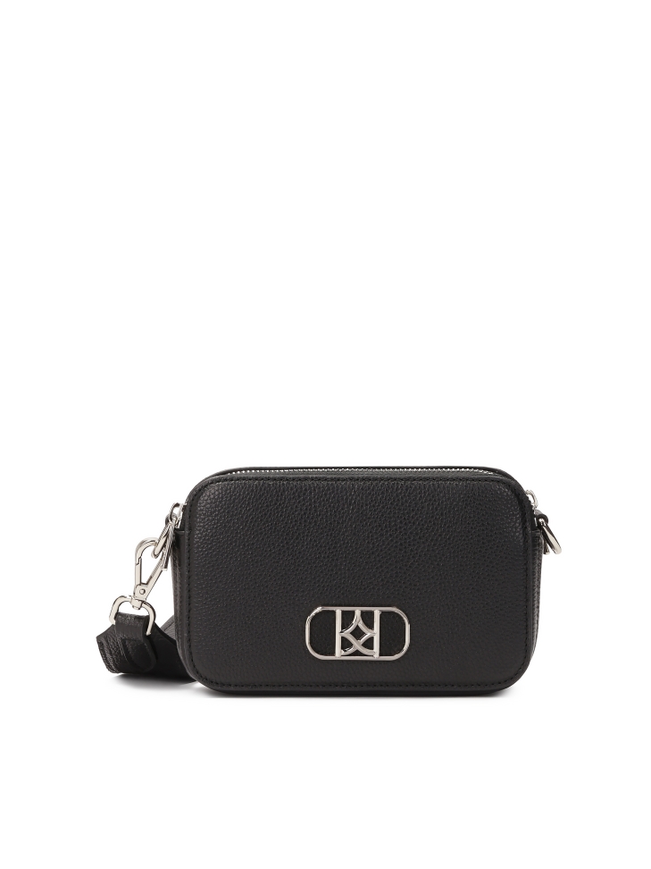 Czarna skórzana torebka z dwoma paskami