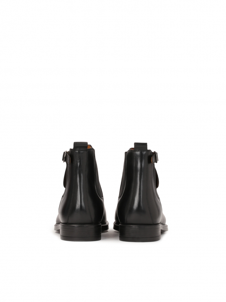 Czarne klasyczne sztyblety męskie z paskiem z klamrą