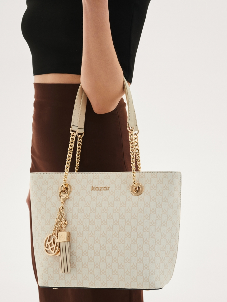 Biało-beżowa torebka damska