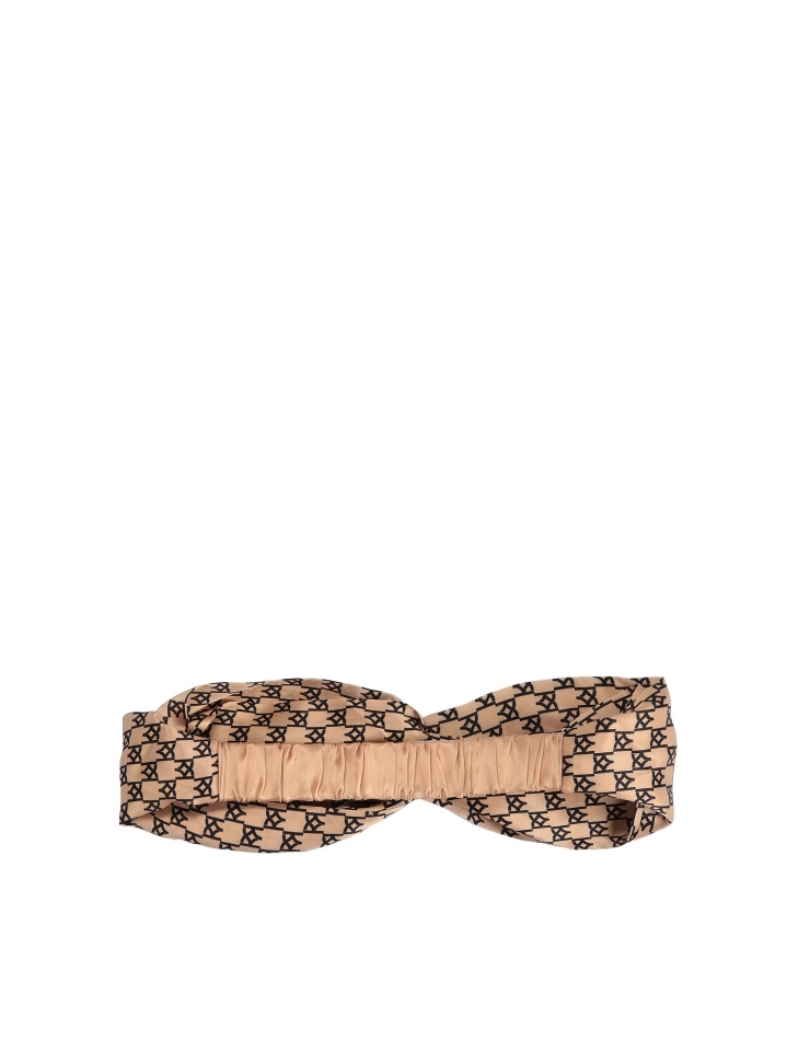Beżowa opaska z jedwabnej satyny