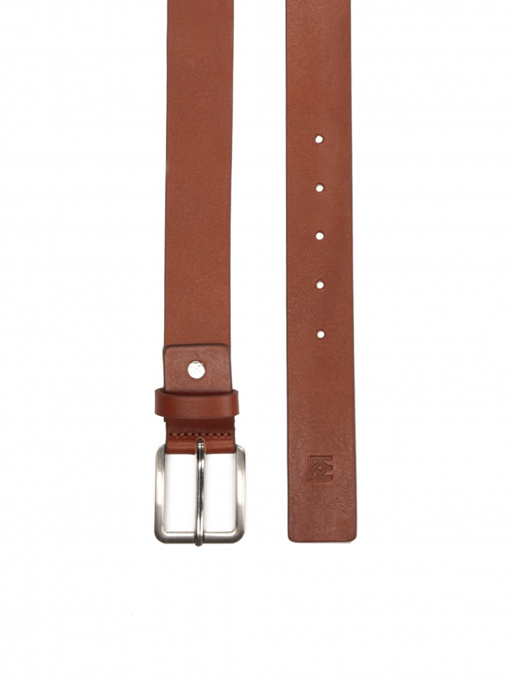 Klasyczny brązowy pasek męski z licowej skóry