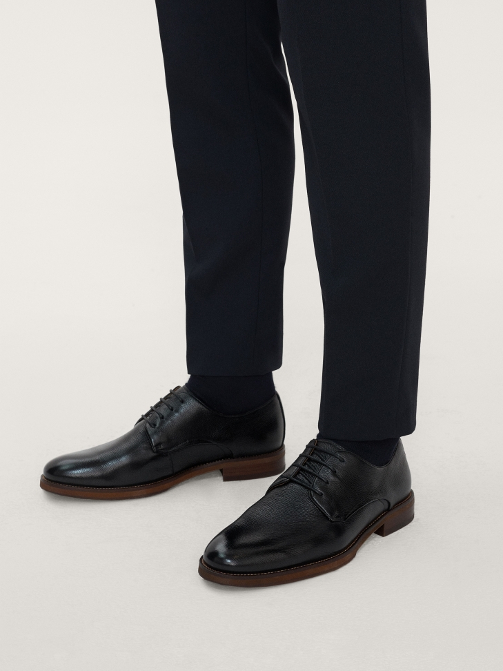 Czarne półbuty męskie Derby ze skóry