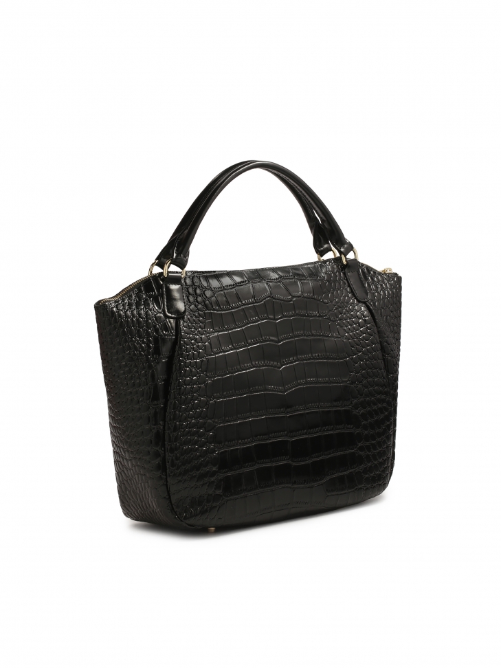 Czarna torebka z odpinanym paskiem w tłoczony wzór oko