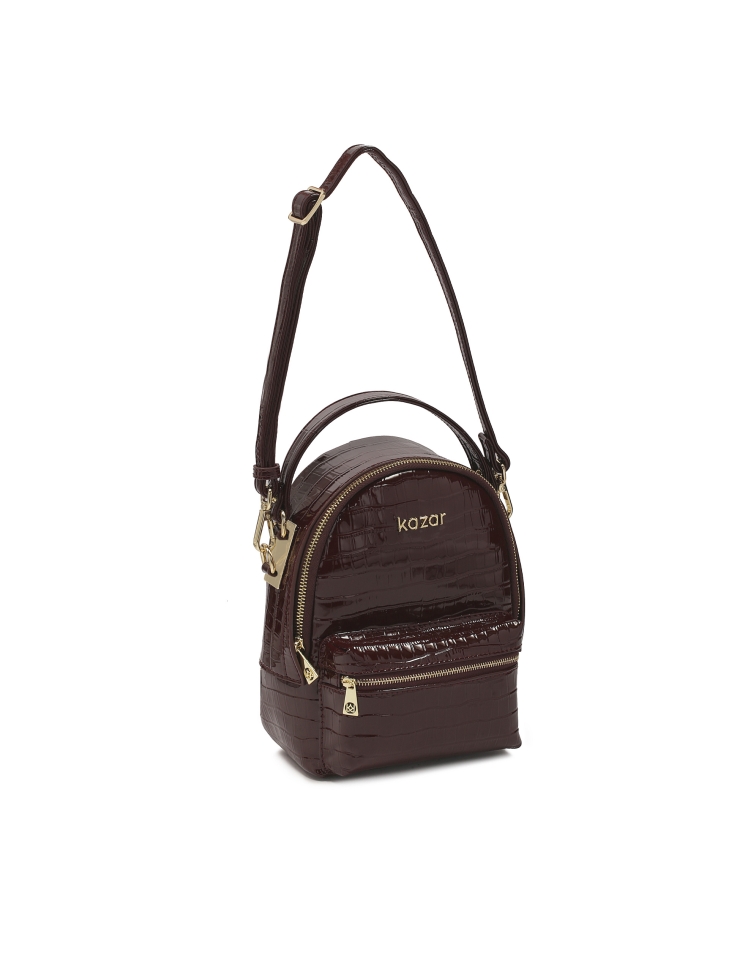 Plecak 2w1 z bordowej tłoczonej skóry