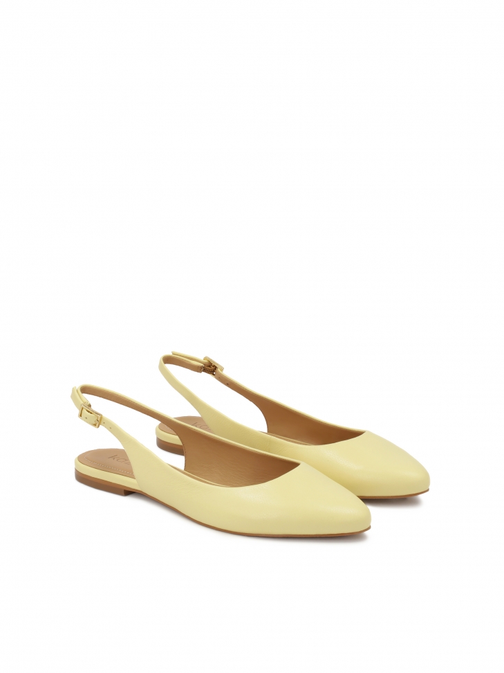 Jasnożółte płaskie czółenka z odytą piętą