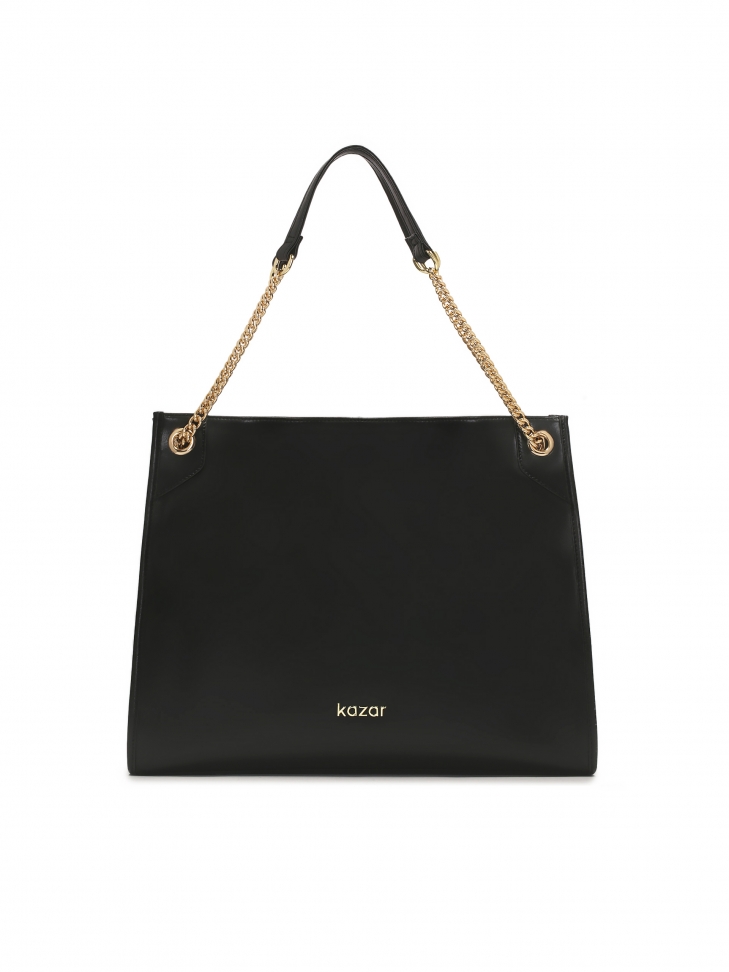 Duża prosta torebka z łańcuchami na ramię