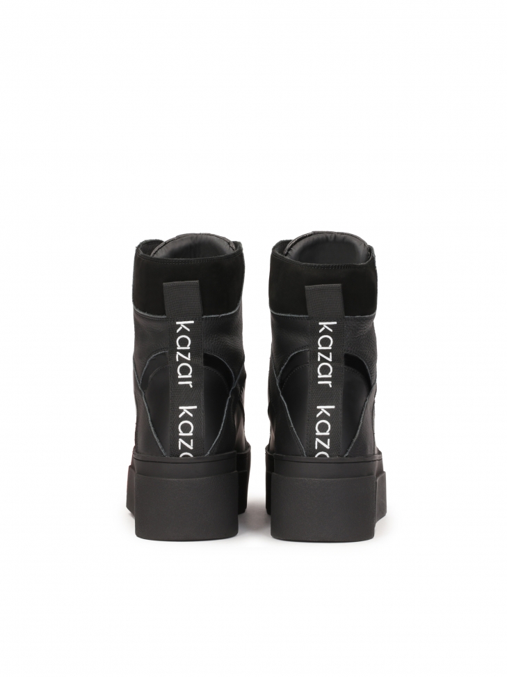 Awangardowe skórzane trzewiki damskie z grubą podeszwą