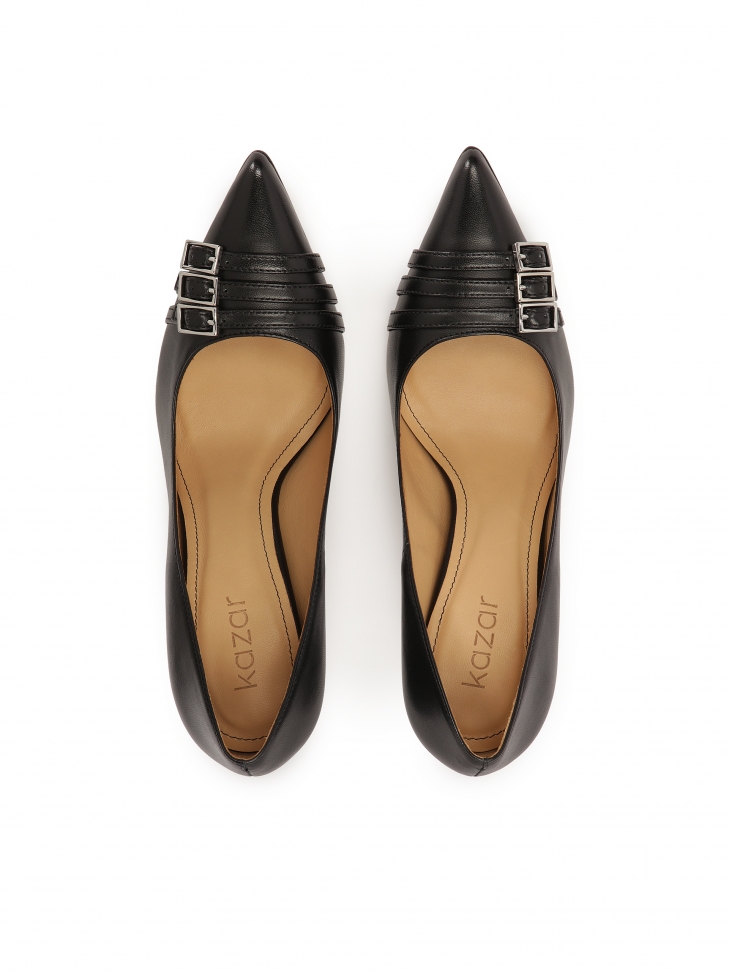 Klasyczne skórzane szpilki z trzema paskami