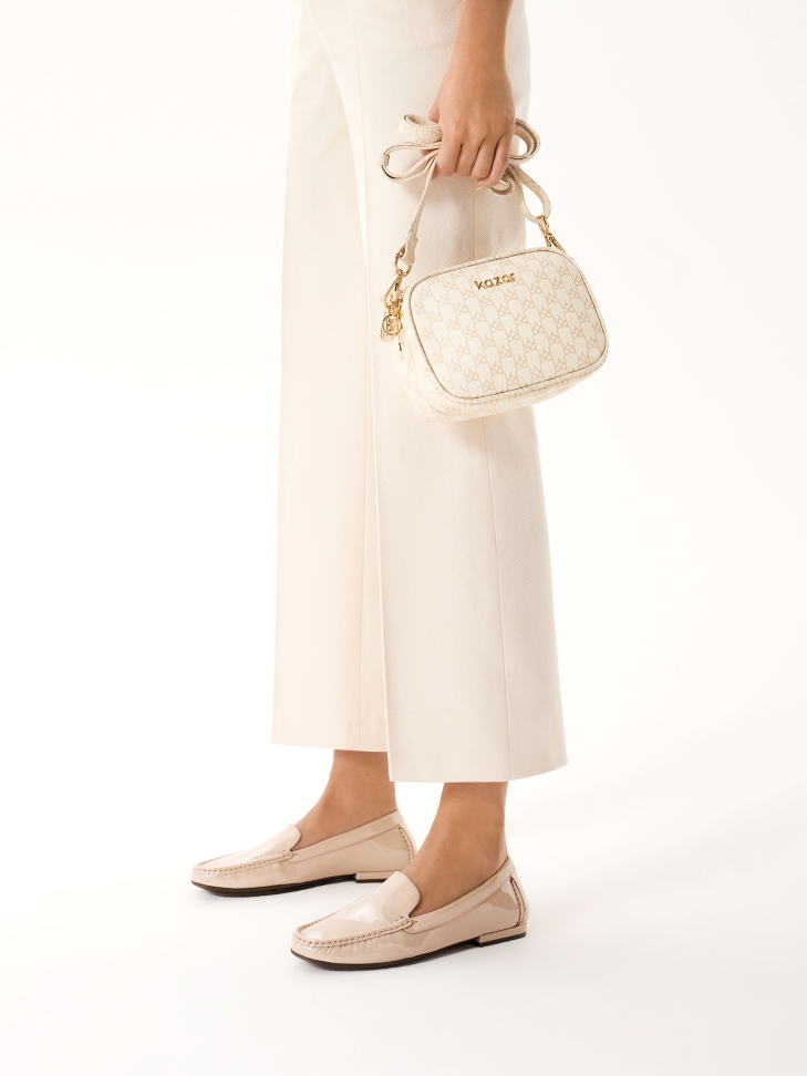 Torebka skórzana logowana w print