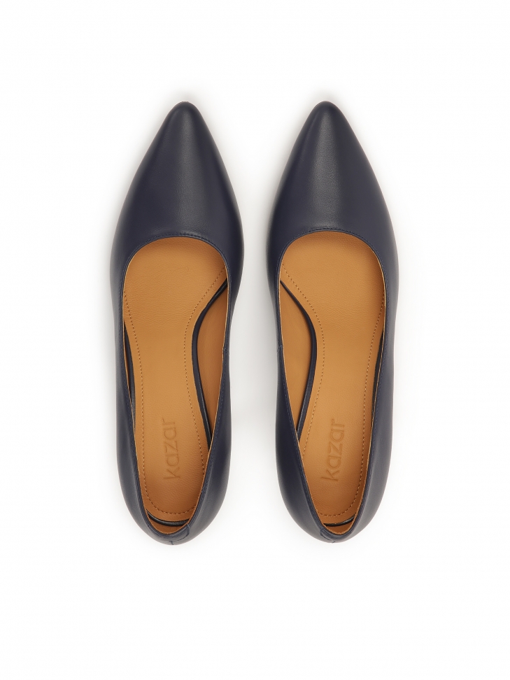 Granatowe czółenka z gładkiej skóry