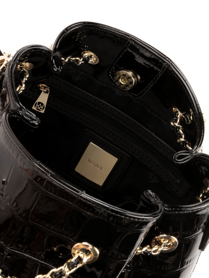 Skórzany czarny worek z odpinanym brelokiem