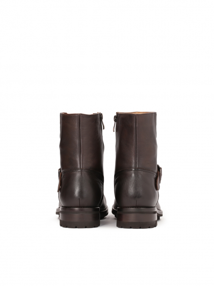 Brązowe trzewiki męskie z wysoką luźną cholewką