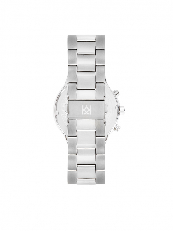 Zegarek ze srebrną bransoletą i czarną tarczą