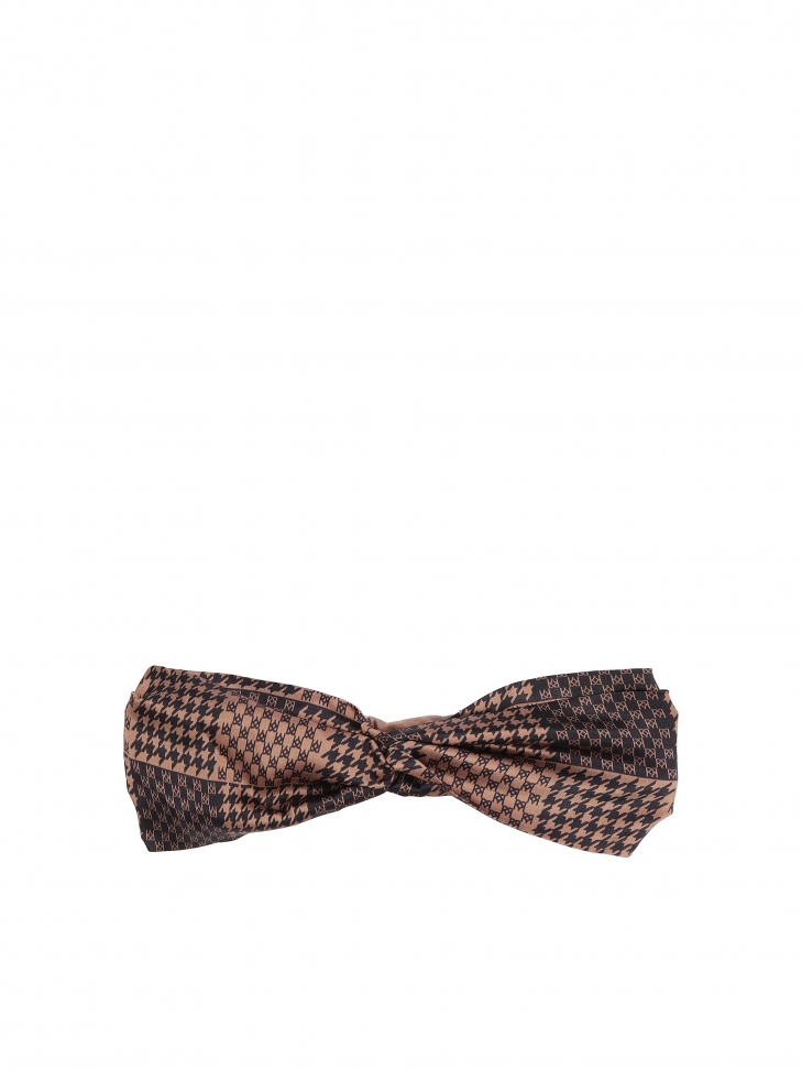 Brązowa opaska do włosów w monogramy KAZAR