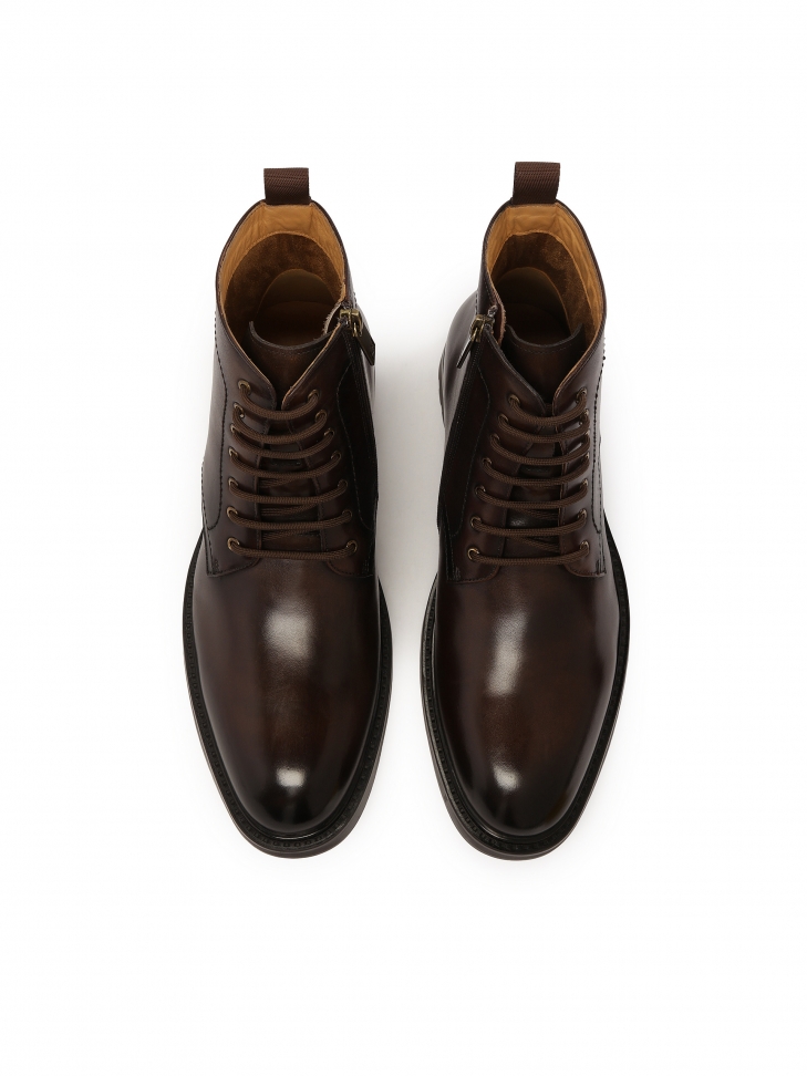 Brązowe trzewiki męskie z cieniowanej skóry