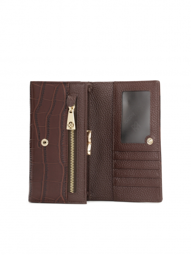 Zgrabny. poziomy portfel ze skóry tłoczonej