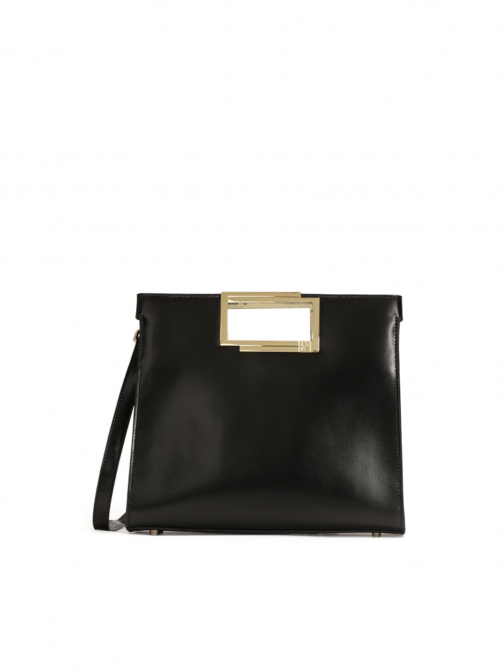 Czarna torebka do ręki z wbudowanym uchwytem