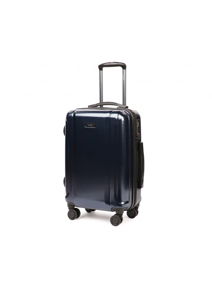 Mała granatowa walizka kabinowa z wytrzymałego materiału