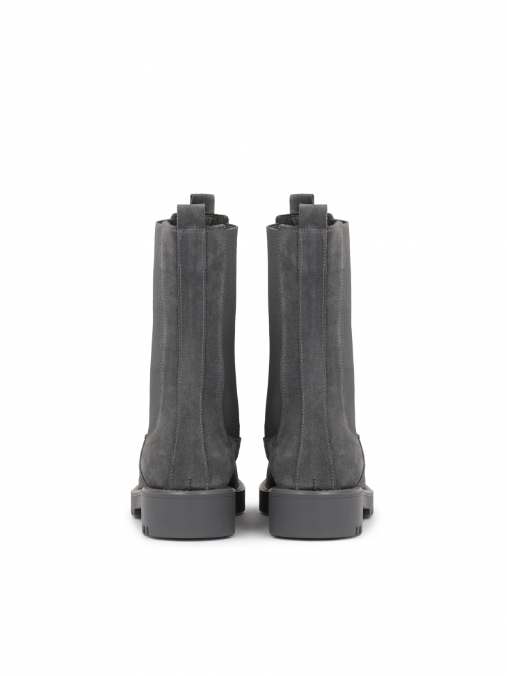 Szare botki damskie typu chelsea z wysoką cholewką