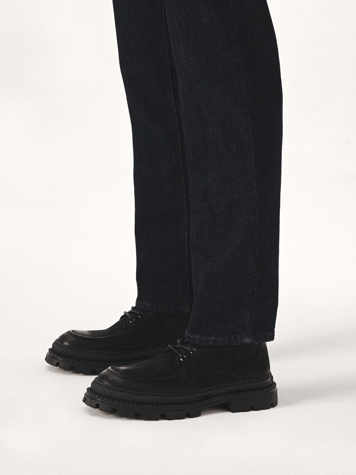 Nubukowe trzewiki męskie z ociepleniem