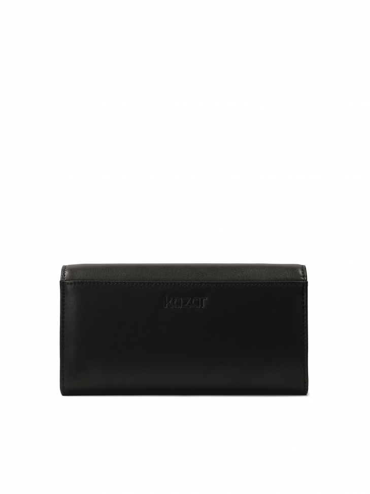 Duży portfel ze skóry ozdobiony srebrnymi dżetami