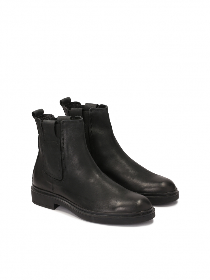 Skórzane sztyblety ze zdobioną elastyczną wstawką