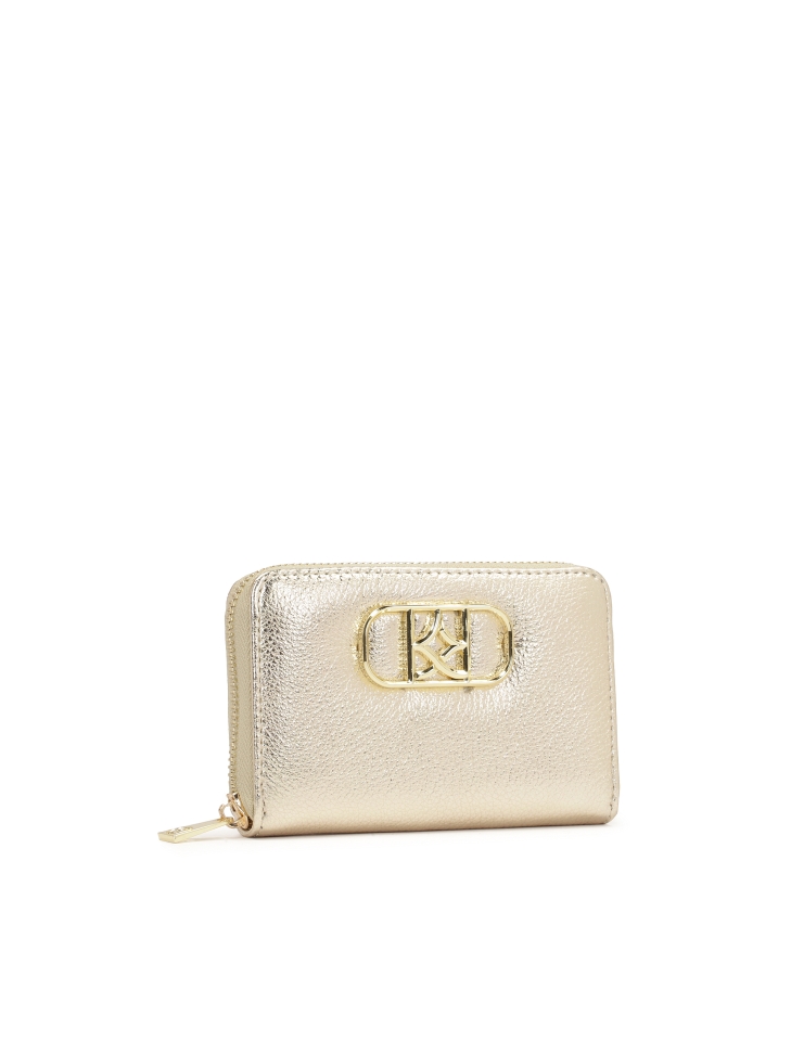 Kompaktowy portfel z metalizowanej skóry