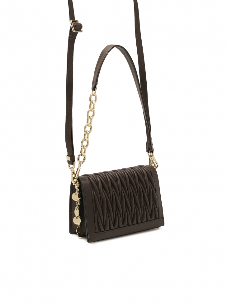 Ciemnobrązowa torebka w pikowany wzór