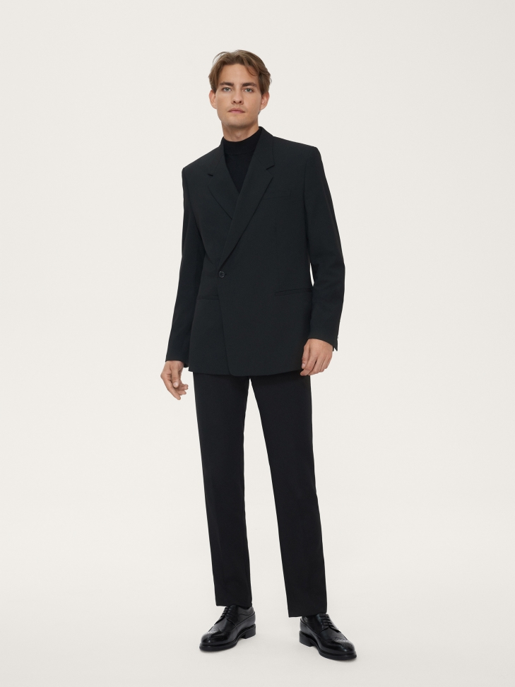 Eleganckie czarne półbuty męskie z rozetowym zdobieniem