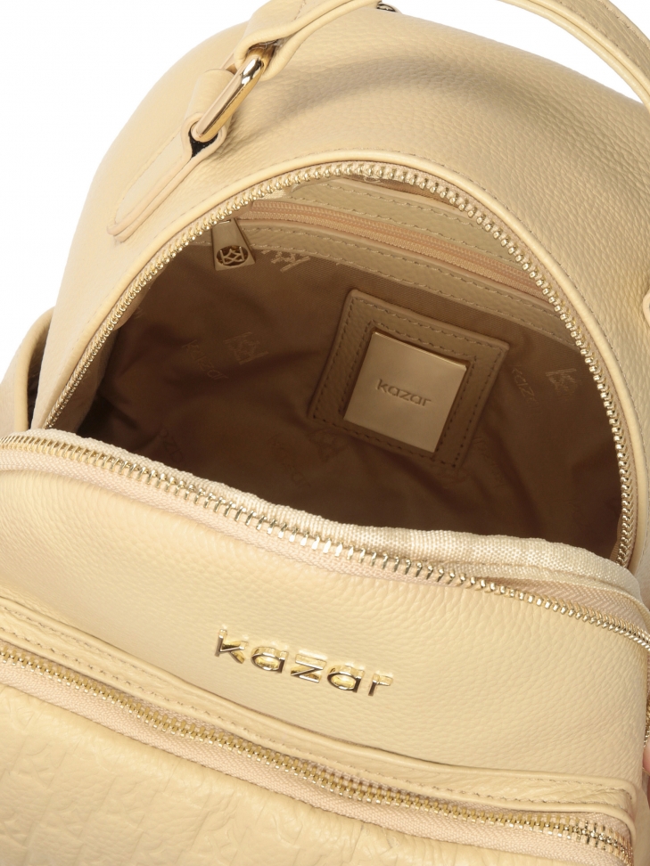 Beżowy skórzany plecak casualowy