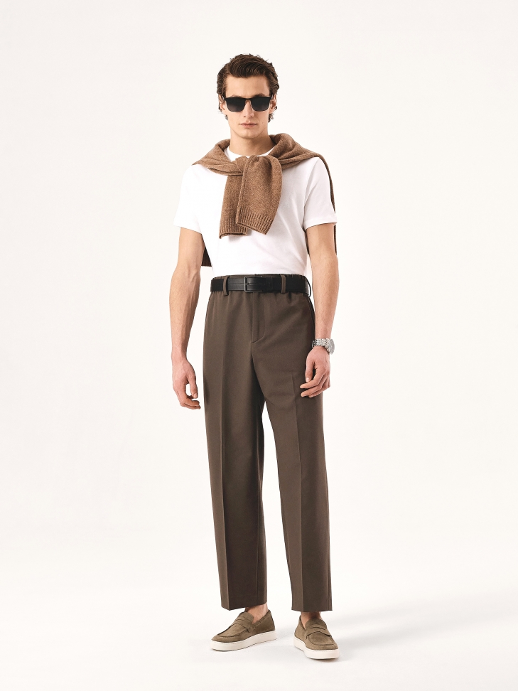 Taupe sneakersy z wsuwaną cholewką