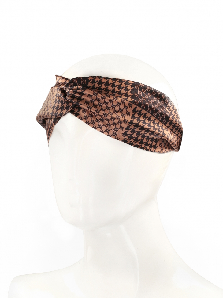 Brązowa opaska do włosów w monogramy KAZAR