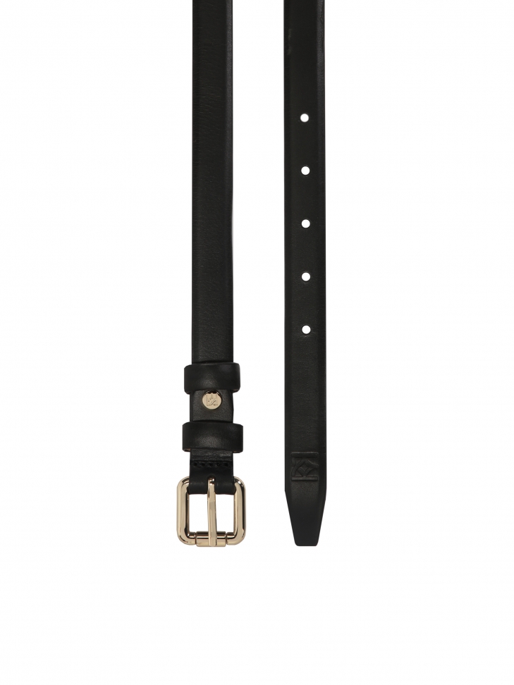 Wąski czarny pasek ze otą klamrą