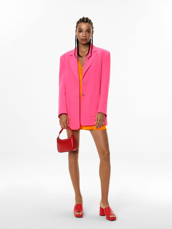 Czerwona torebka ze skóry licowej do noszenia za uchwyt