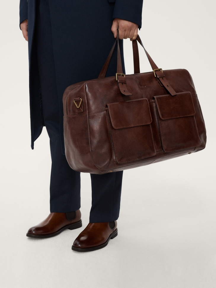 Elegancka skórzana torba podróżna z licowej skóry