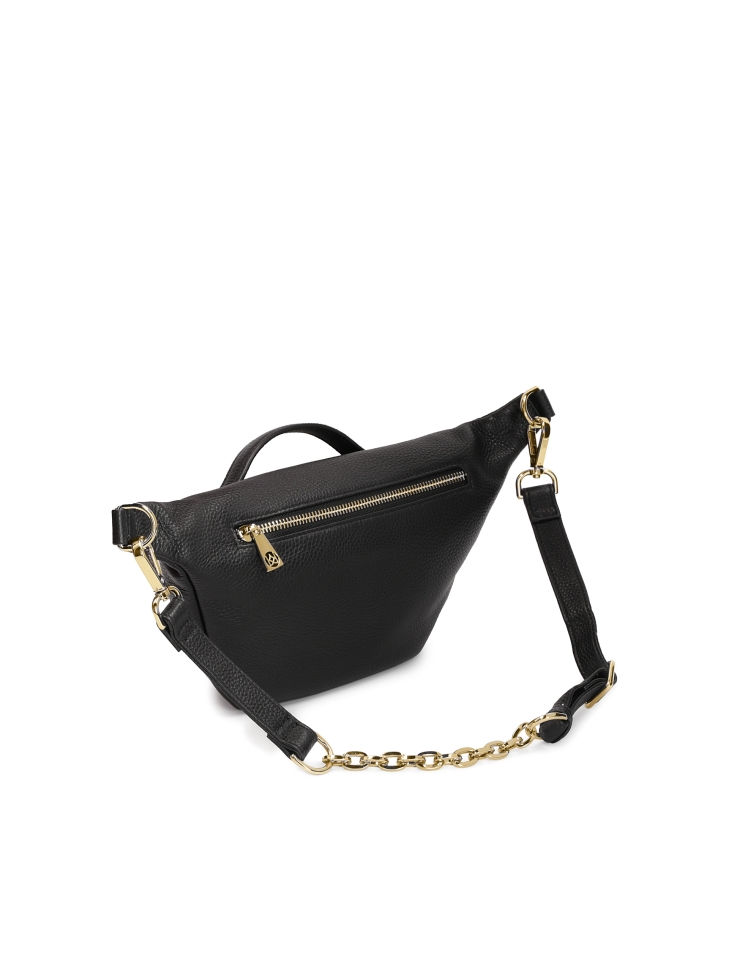 Skórzana nerka w czarnym kolorze ze otym okuciem