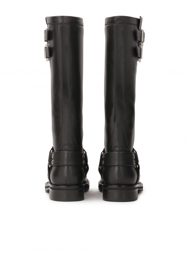 Skórzane kozaki z klamrami