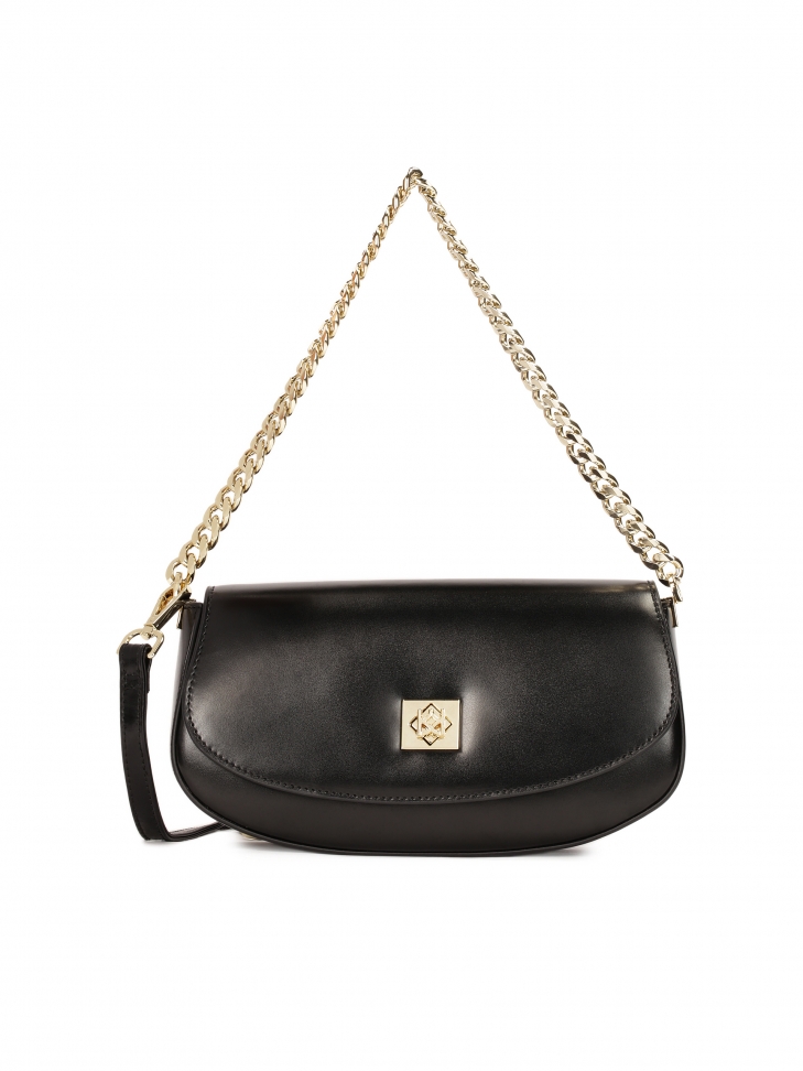 Czarna zaoąglona torebka z łańcuchem na ramię