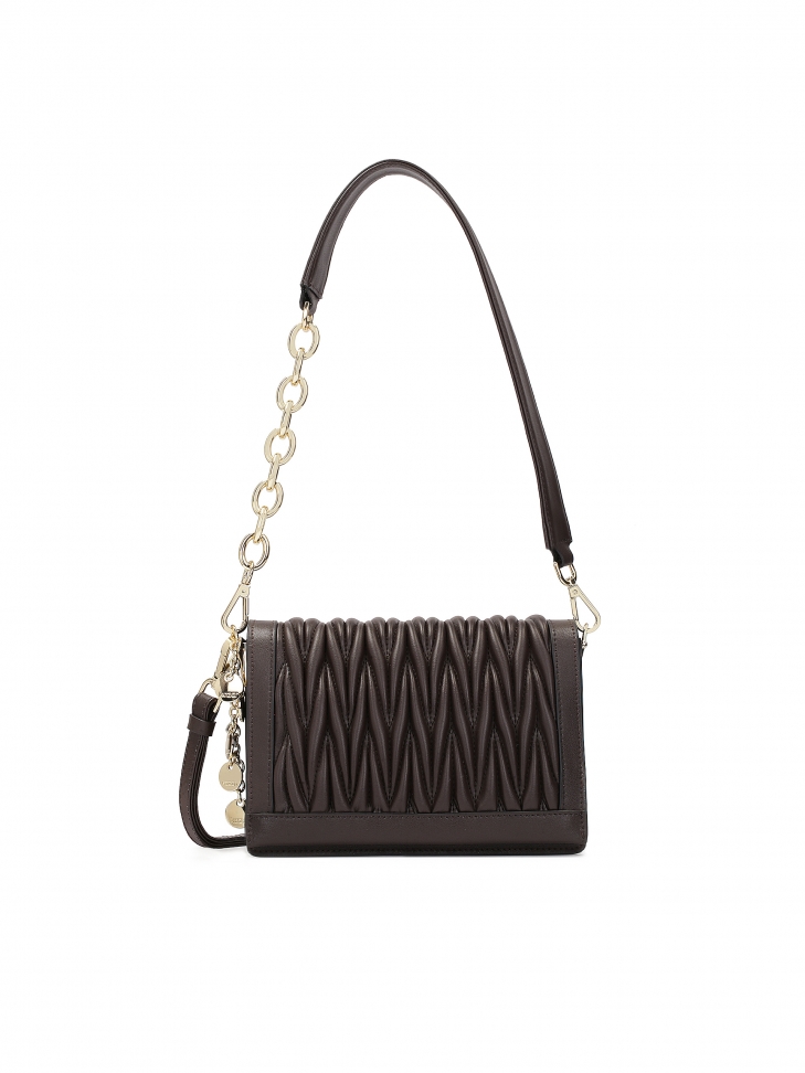 Ciemnobrązowa torebka w pikowany wzór