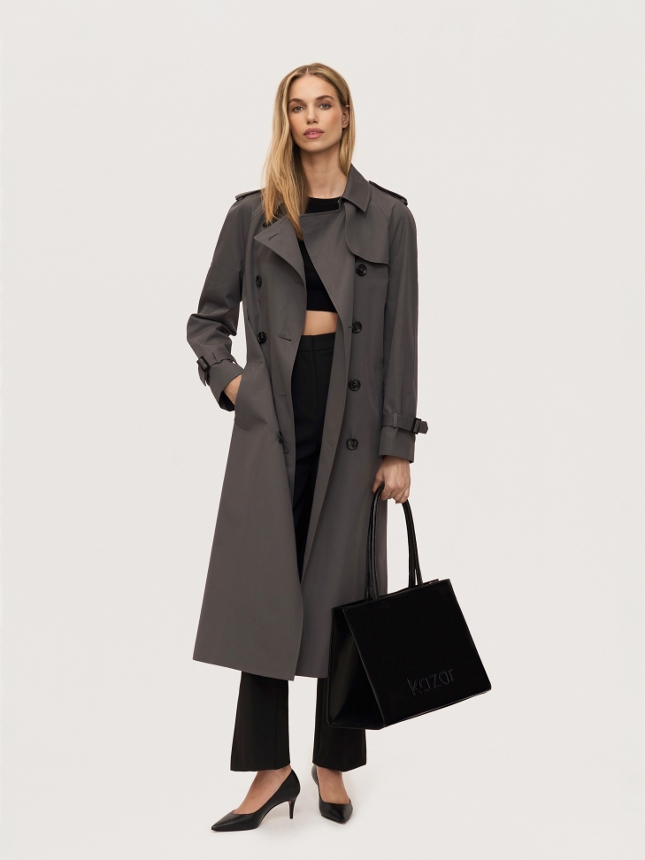 Czarne skórzane czółenka na niewysokim obcasie