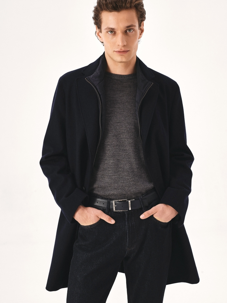 Brązowo-granatowy pasek dwustronny