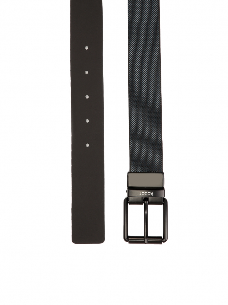 Dwustronny pasek męski z tłoczonej i gładkiej skóry