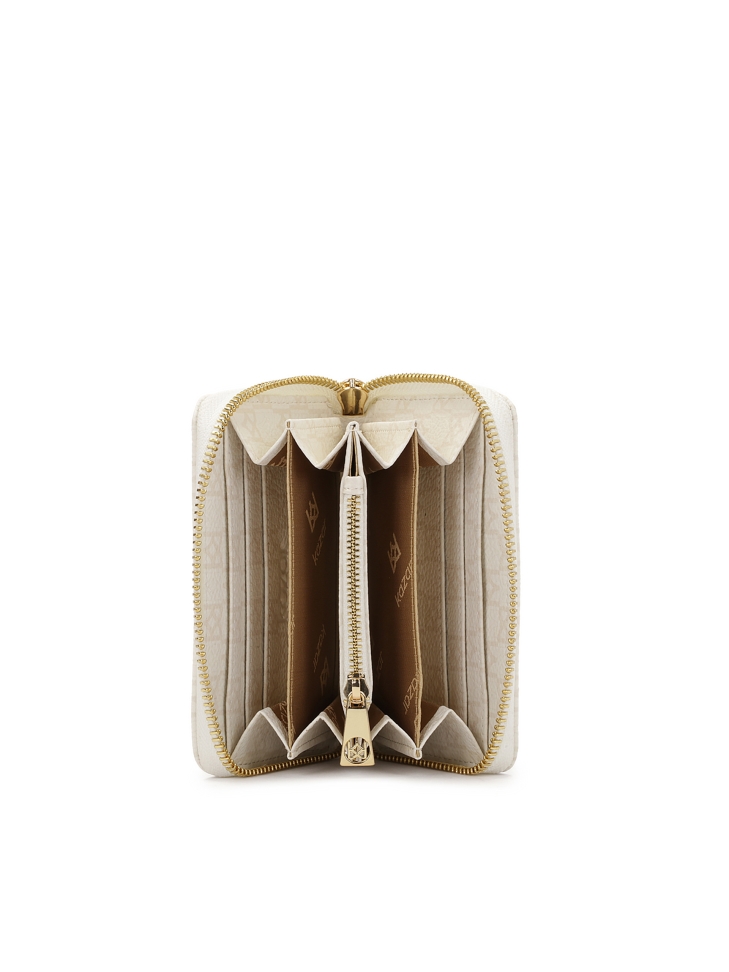 Wzorzysty mały portfel z naturalnej skóry