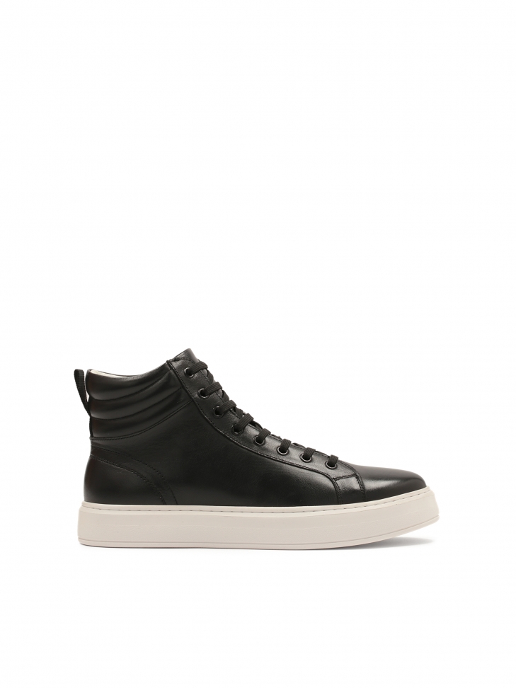 Skórzane czarne sneakersy męskie w nowoczesnym stylu