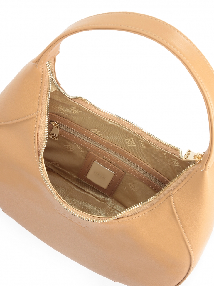 Jasnobrązowa skórzana torebka półksiężyc