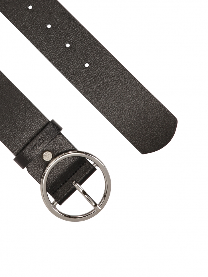 Czarny szeroki pasek ze srebrną klamrą