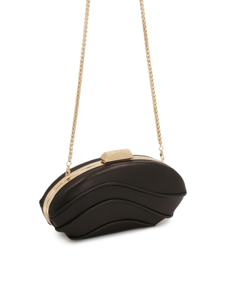 Szykowna czarna kopertówka w kształcie elipsy