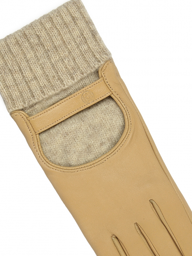 Jasnobrązowe skórzane rękawiczki z miękkim wkładem