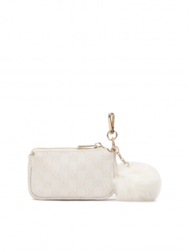 Skórzany brelok jak portmonetka z pomponem