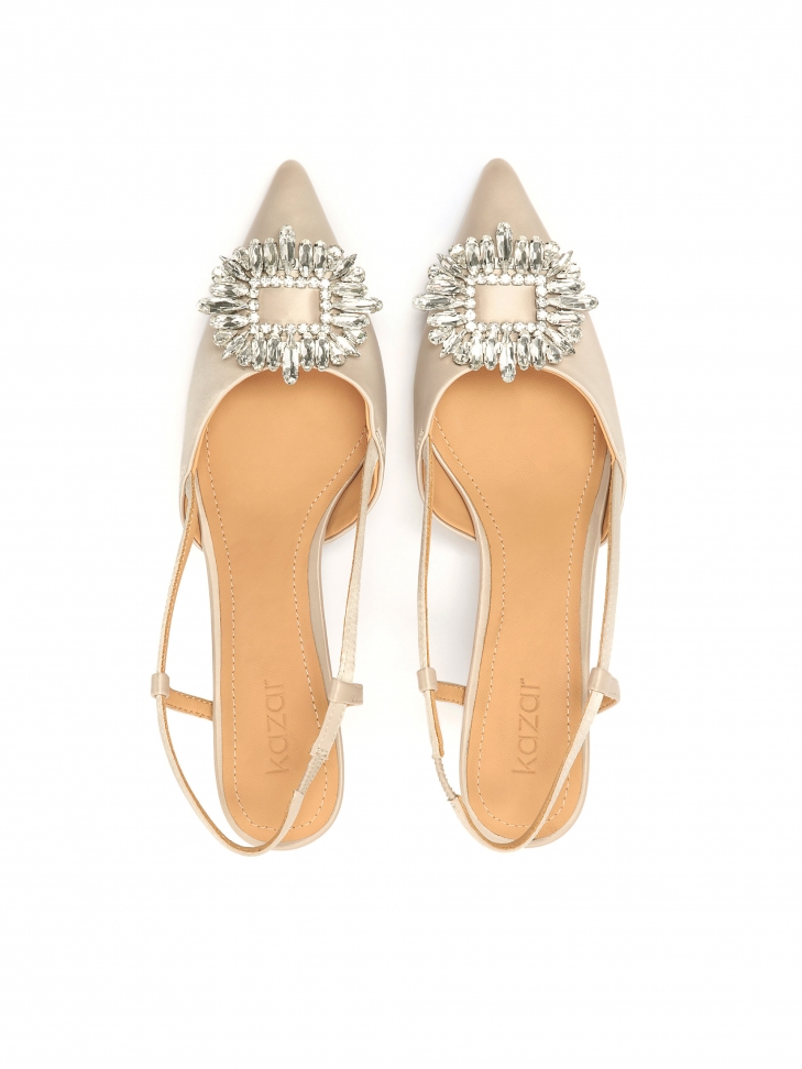 Luksusowe ślubne czółenka damskie na niskim obcasie